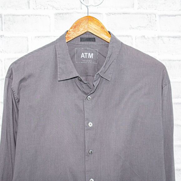 ATM Anthony Thomas Melillo Men's Button up Shirt Gray cotton Size Large - Picture 2 of 6